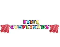 Letrero Feliz Cumpleaños Fucsia Puntos Blancos