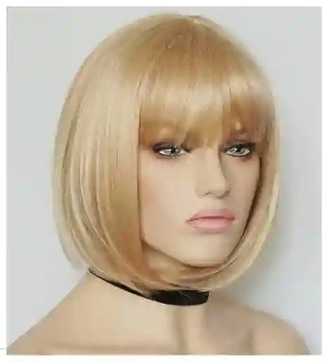 Peluca Corta Lisa Rubia Hora Loca, Halloween, Carnaval