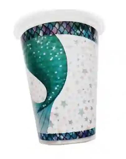 Vaso Desechable Plastico Niña Sirena 6 Oz X 12