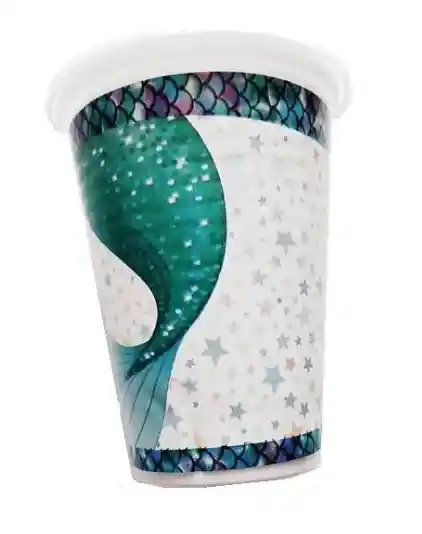 Vaso Desechable Plastico Niña Sirena 6 Oz X 12