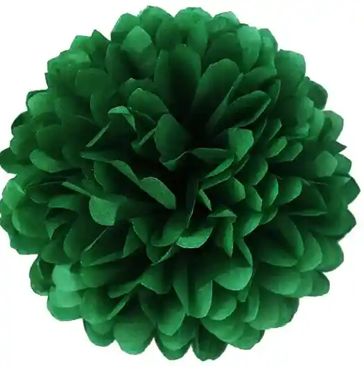 Pompon De Papel Seda Para Fiesta 33 Cm Verde Navidad