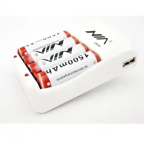 Nia Cargador Pila Aa 1500mah Bateria Recargable X4 + Usb