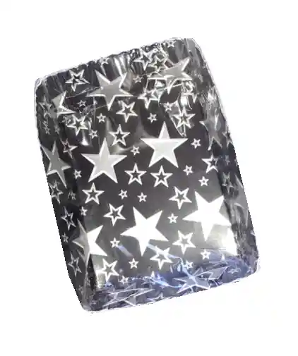 Plato Para Torta / Pudin Negro Estrellas Plateadas X 12