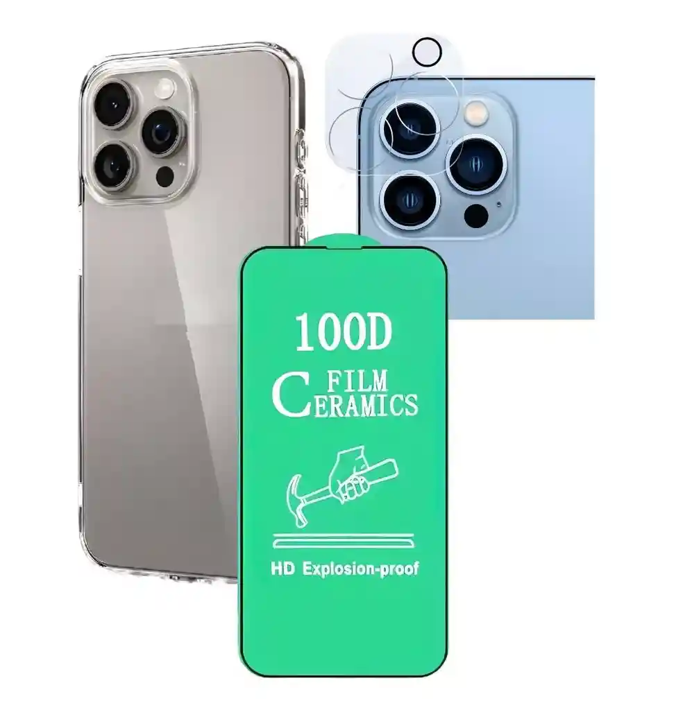 Estuche Forro+ Ceramico + Camara Iphone 14 Pro