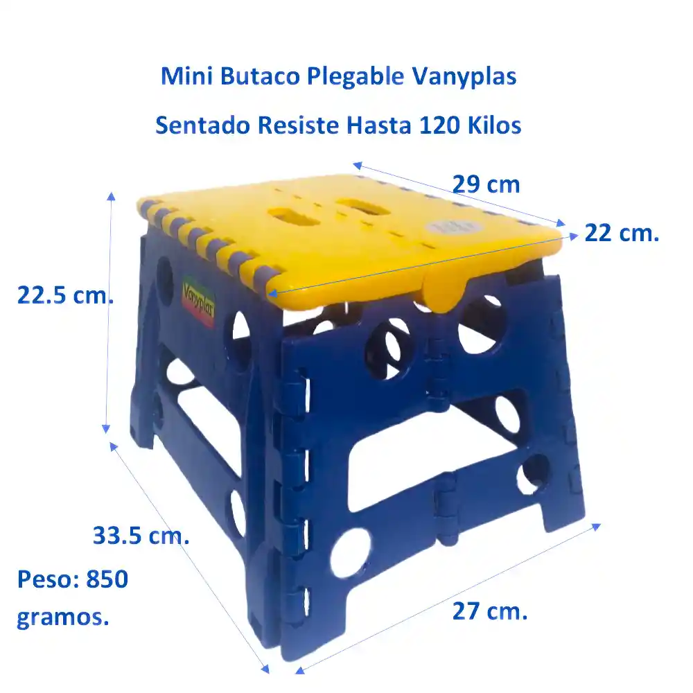 Butaquito Plegable Pequeño Plástico Antideslizante Vanyplas Azul