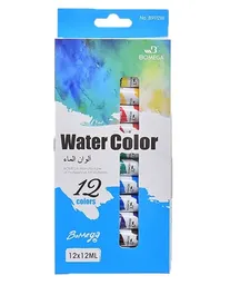 Pintura Acuarela Water Color Bomega Caja X 12 Colores 12 Ml C/u