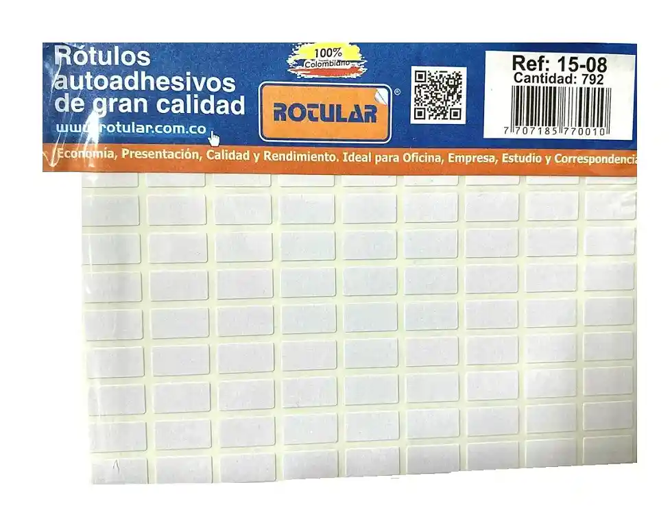 Rotulo Adhesivo Rectangular Blanco 15-08 X 792 Unidades