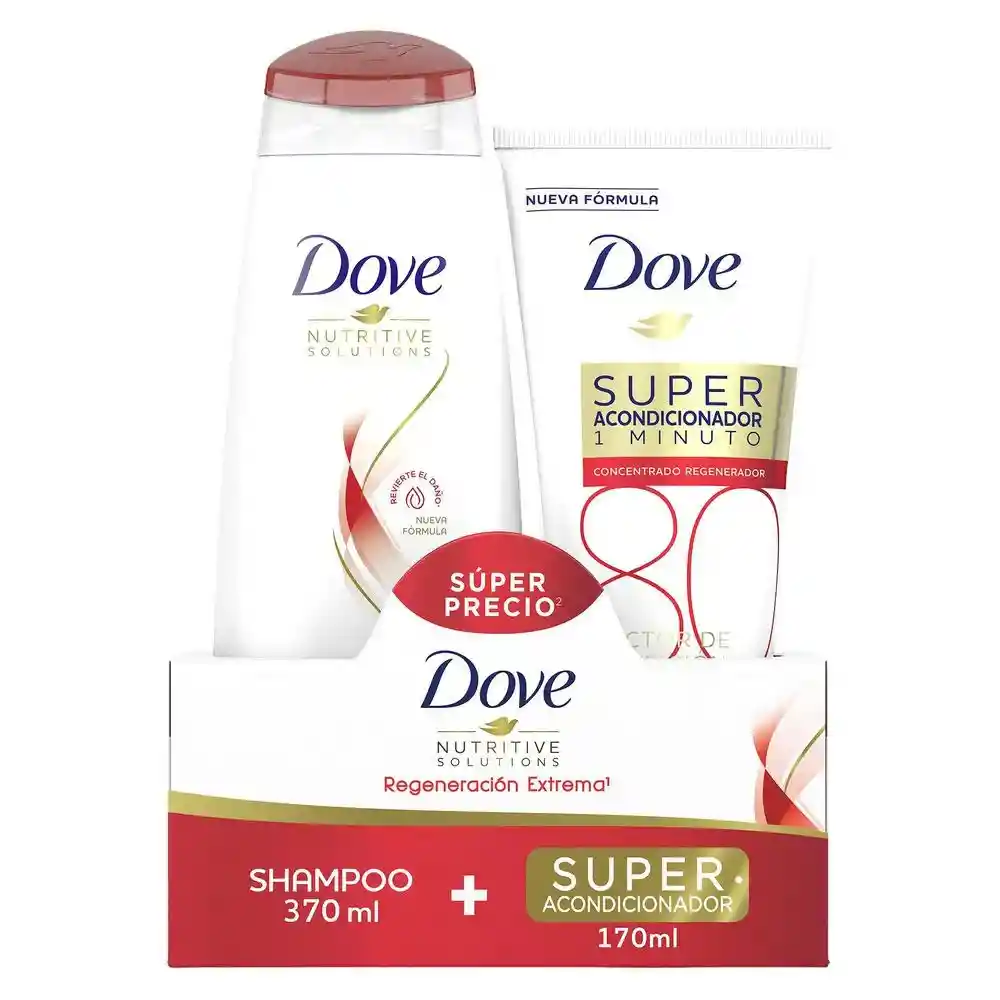 Shampoo Dove Regeracion Extrema 370 Ml + Super Acondicionador 170 Ml