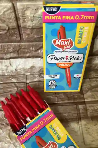 Lapicero Rojo Retractil Kilometrico Caja X12