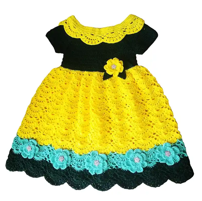 Vestido Para Bebe Tejido A Mano En Hilo Ropa Para Bebe B