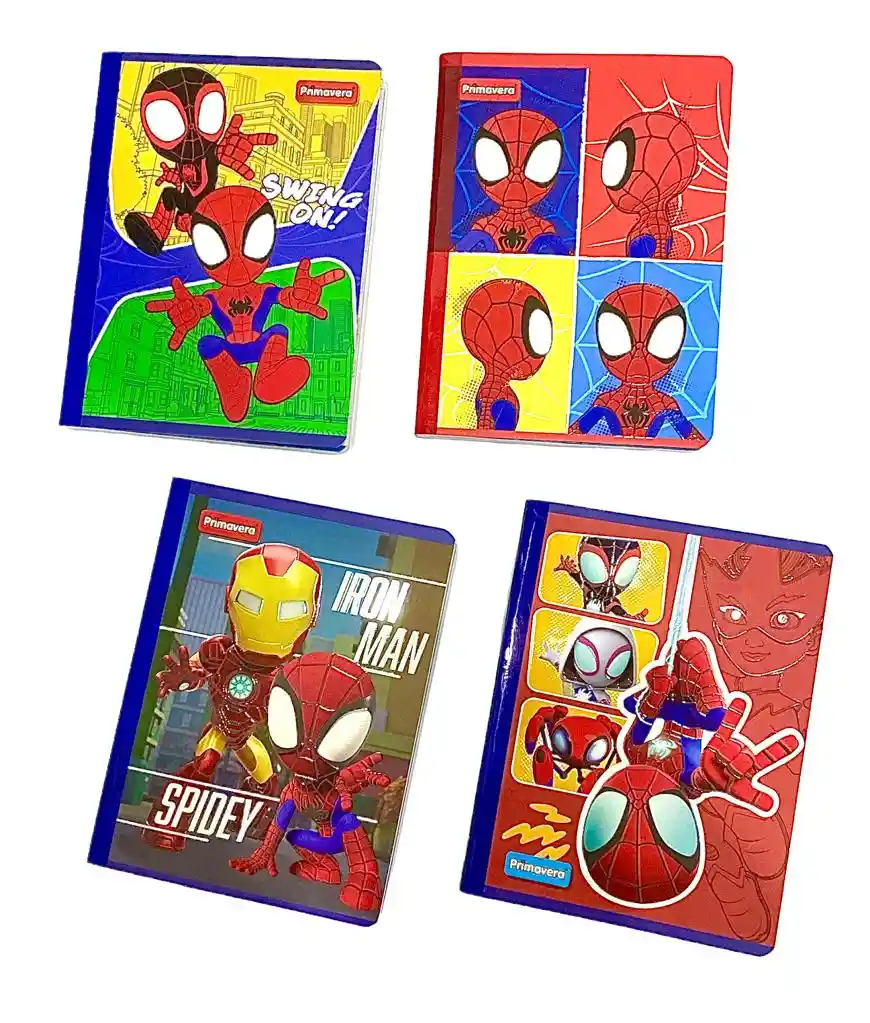 Cuaderno Cosido Doble Linea 100 Hojas Primavera Diseños Spidey Para Niño