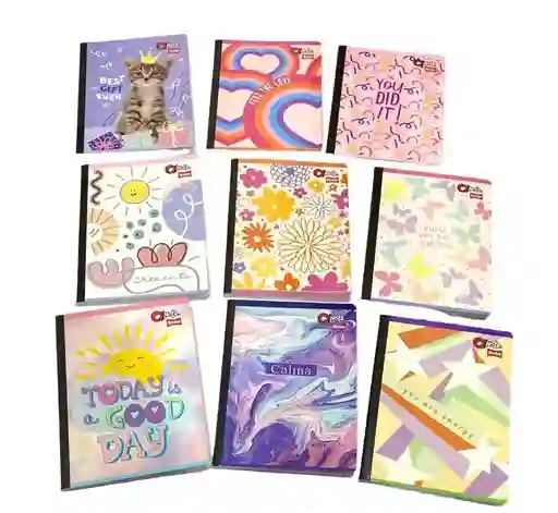 Cuaderno Cosido Rayado 100 Hojas Qnota Diseños Surtidos Para Niña