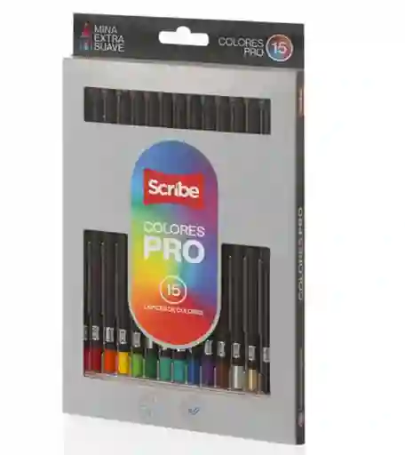 Colores Scribe Pro Minas Extra Suave X 15 Colores