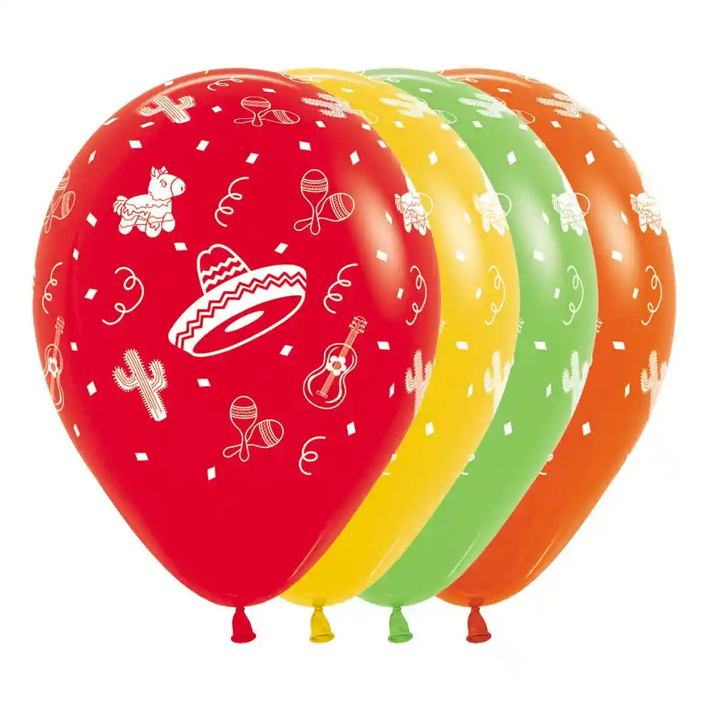 Globos R12 Mexicano Colores Surtidos X 50 Unds