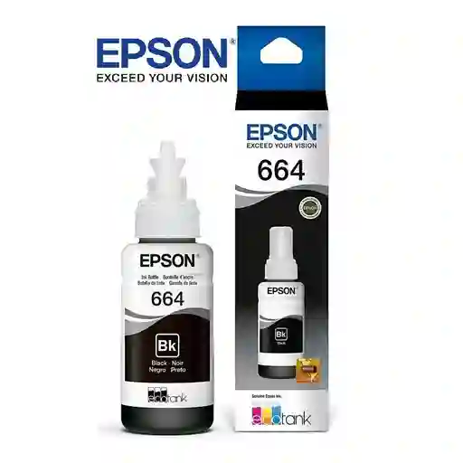 Tarro De Tinta Epson 664 70ml Negra. Para Impresoras L110 L120 L121 L200 L210 L220 Ll300 L310 L350 L355 Ll365 L375 L380 L395 L396 L455 L475 L495 L555 L565 L575 L606 L655 L656 L100 L1455