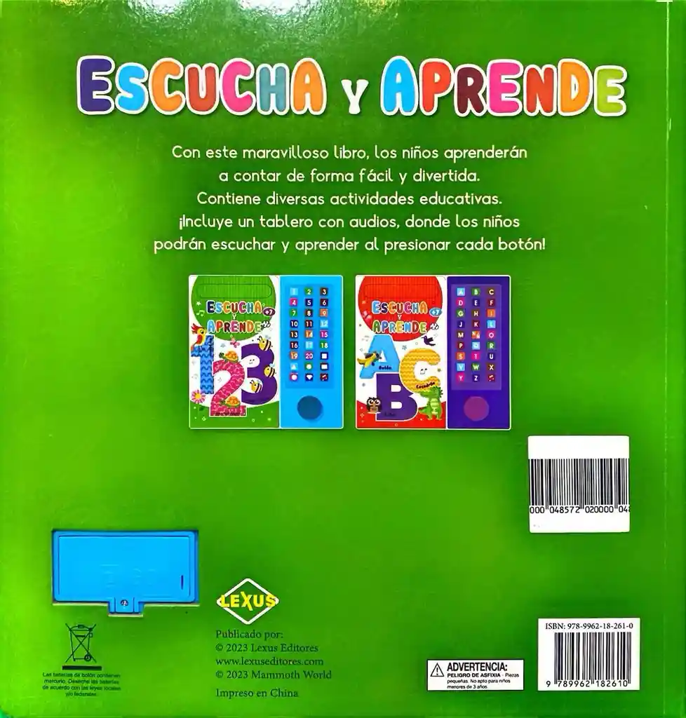 Libro Didáctico Escucha Y Aprende 123 Sonidos Escribir Niños