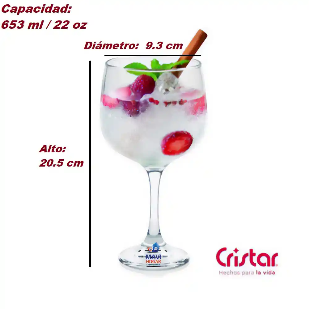 Copa Ginebra/ Gin Tonic Cristar X2 Unidades