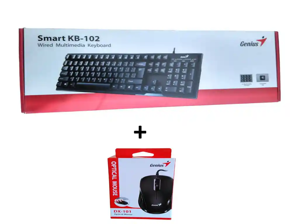 2 Teclados + Mouse Gratis. Teclado Smart Kb-102 Genius Usb Qwery Alambrico + Mouse Dx-101 Genius Usb Alambrico Ergonomico