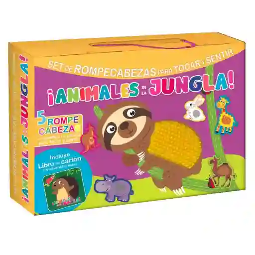 Set Libro Y Rompecabezas Sensorial La Selva Niños Bebes