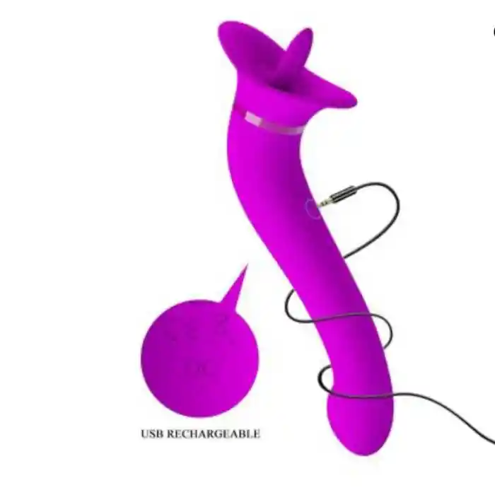 Vibrador Lengua Masajeador De Clitoris 2 En 1 Vibrador Consolador Doble Motor Alta Gama (recargable) Pretty Love