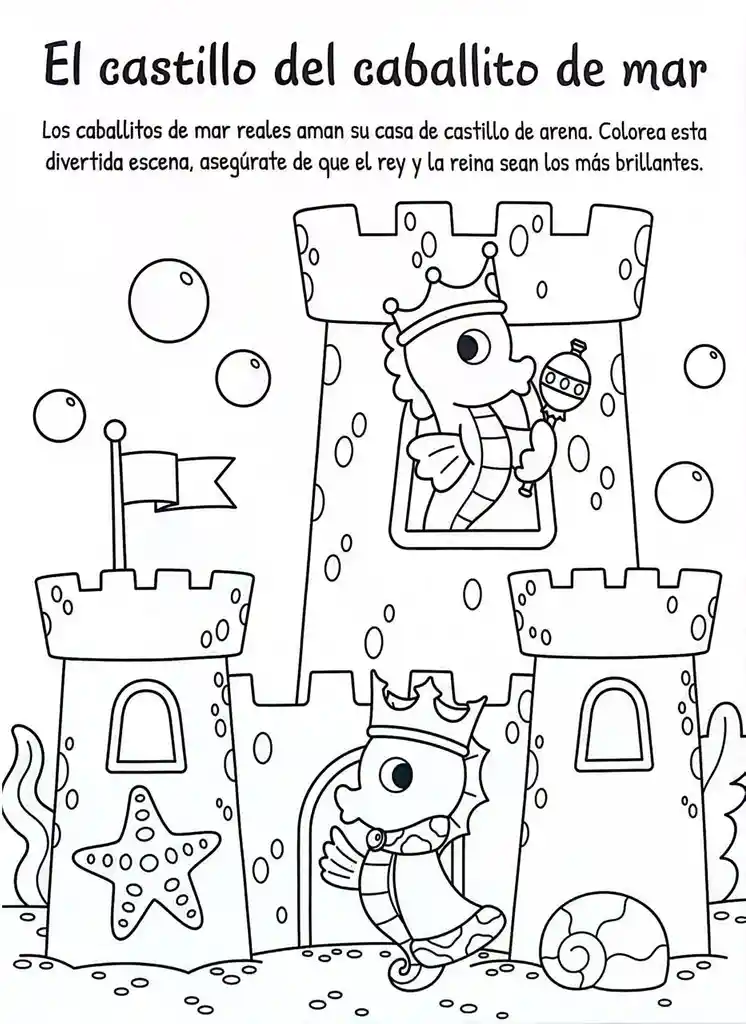 Libro Interactivo Para Colorear Diversión Bajo Del Mar Niños