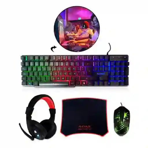 Kit Gammer Usb Teclado+mouse+diadema+pad Mouse Cbg-01x4