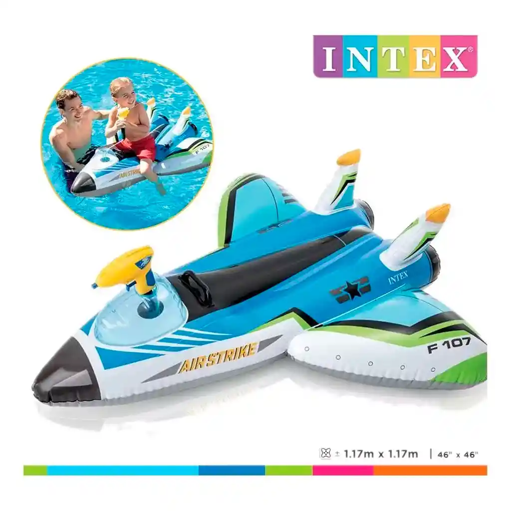 Flotador Inflable Avión + Pistola Montable Agua Intex 57536 Color Aleatorio