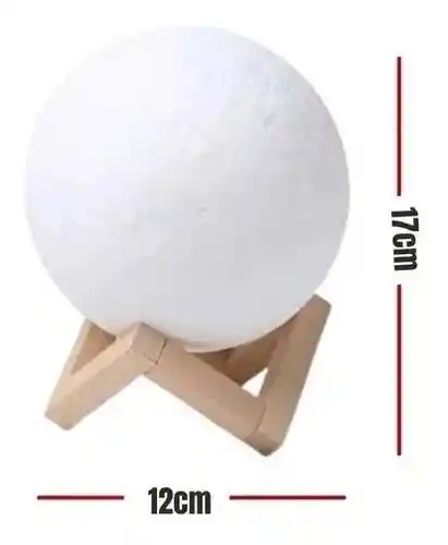 Lámpara Luna Recargable 3d Led Base Madera Moon Usb