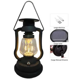 Lampara Caperuza Ry-t93 3tipos De Carga Recargable Solar Y Manivela