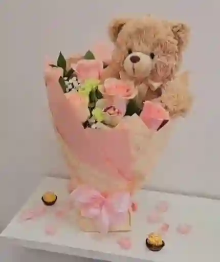 Arreglo Rosas Con Peluche