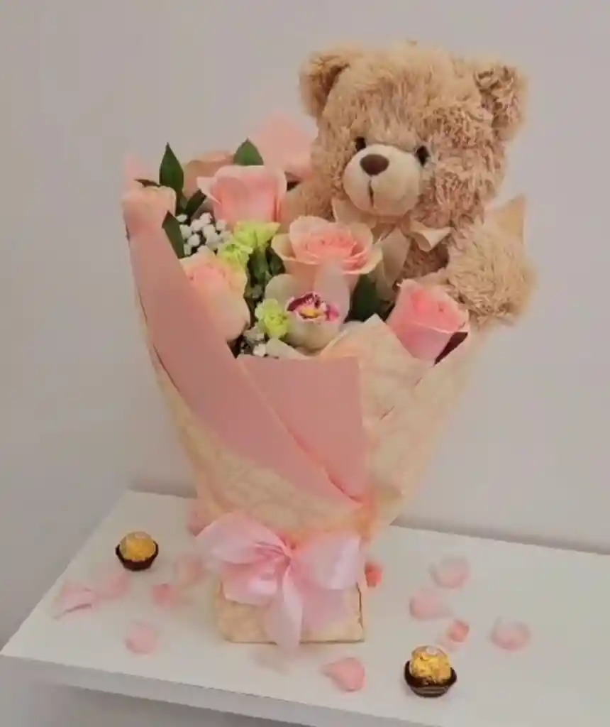 Arreglo Rosas Con Peluche