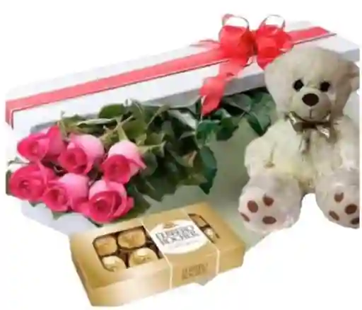 Caja 6 Rosas, Peluche