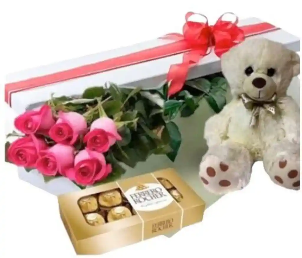 Caja 6 Rosas, Peluche