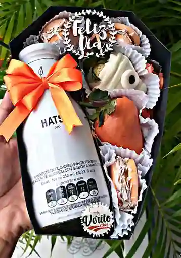Caja 3 Fresas En Chocolate Negro O Blanco , Te Y Topper