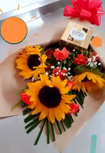 Bouquet Girasoles 3 Con Chocolates 4