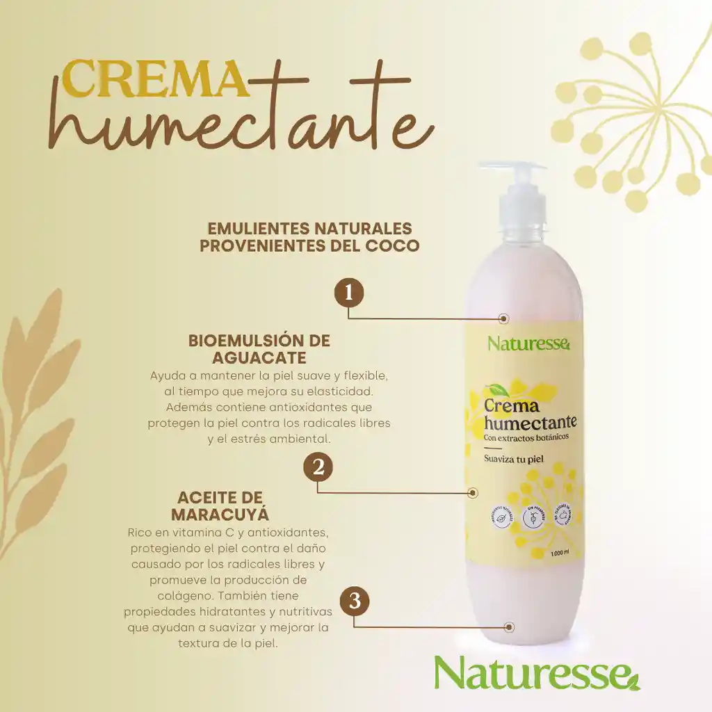 Crema Humectante Naturesse X 1 Litro