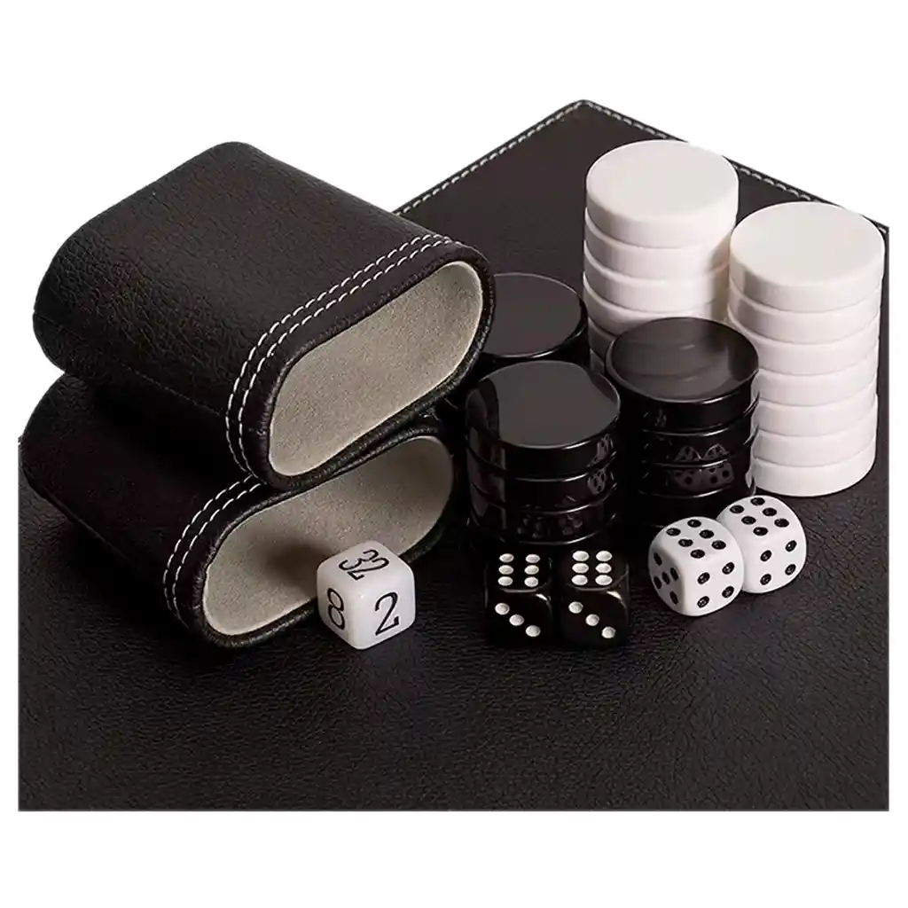 Juego Mesa Backgammon 47cm + Estuche Cuero Premiun