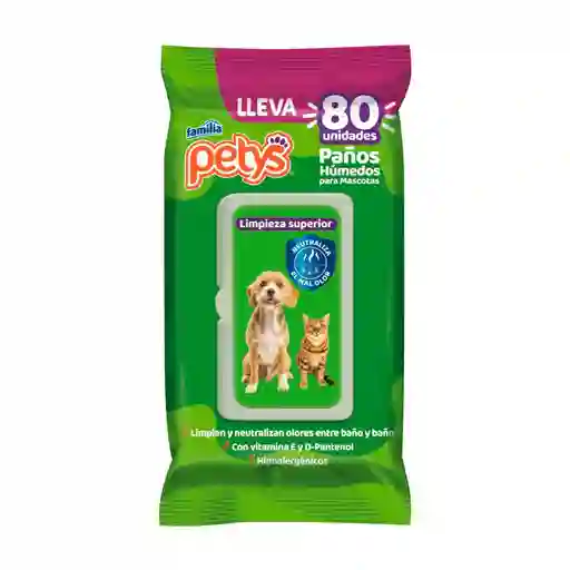 Petys Pañitos Húmedos Para Mascotas 80 Unidades