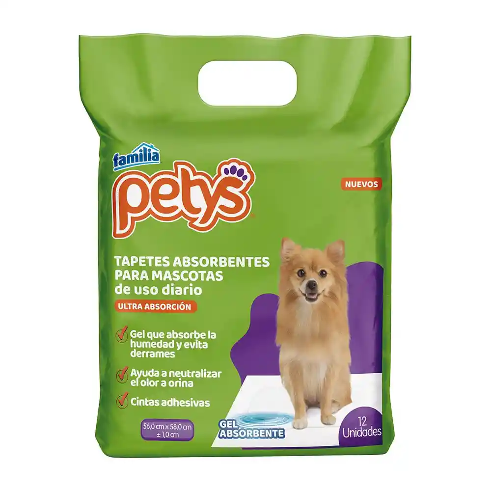 Petys Tapete Absorbente Mediano 56 X 58 Cm X 12 Unds