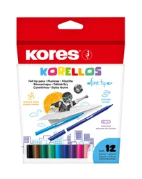 Plumones Marcadores Kores Punta Fina X 12 Colores