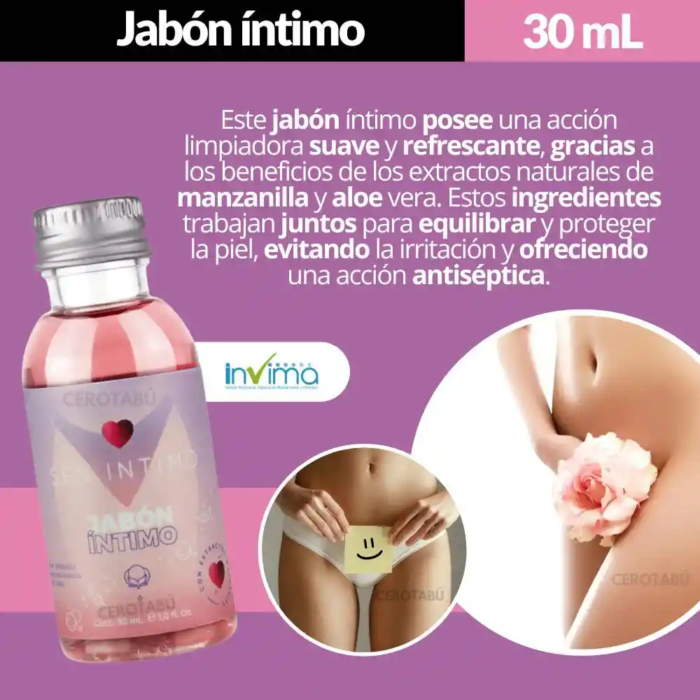 Jabon Intimo Hidratante Extractos Naturales Aloevera Manzanilla 30ml