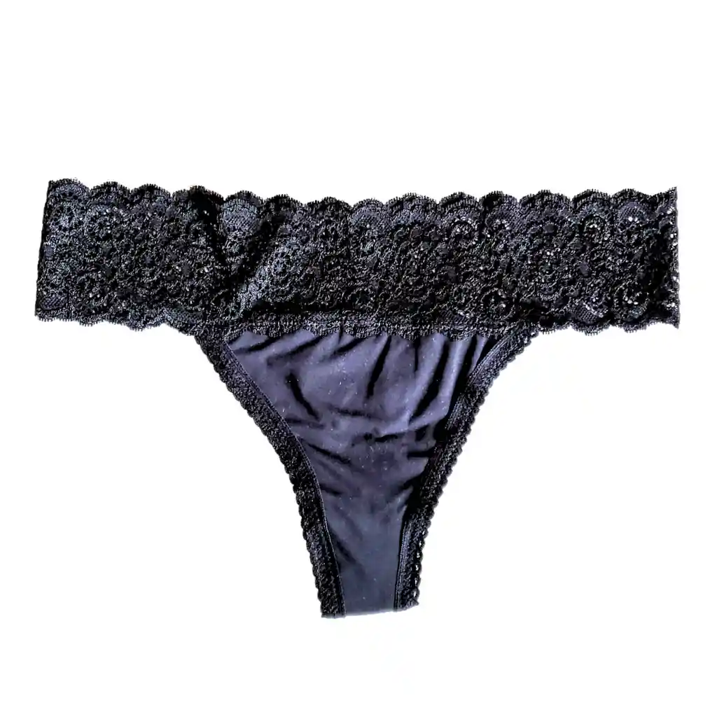 Panties Menstruación Tanga - Flujo Bajo (talla L Negro)