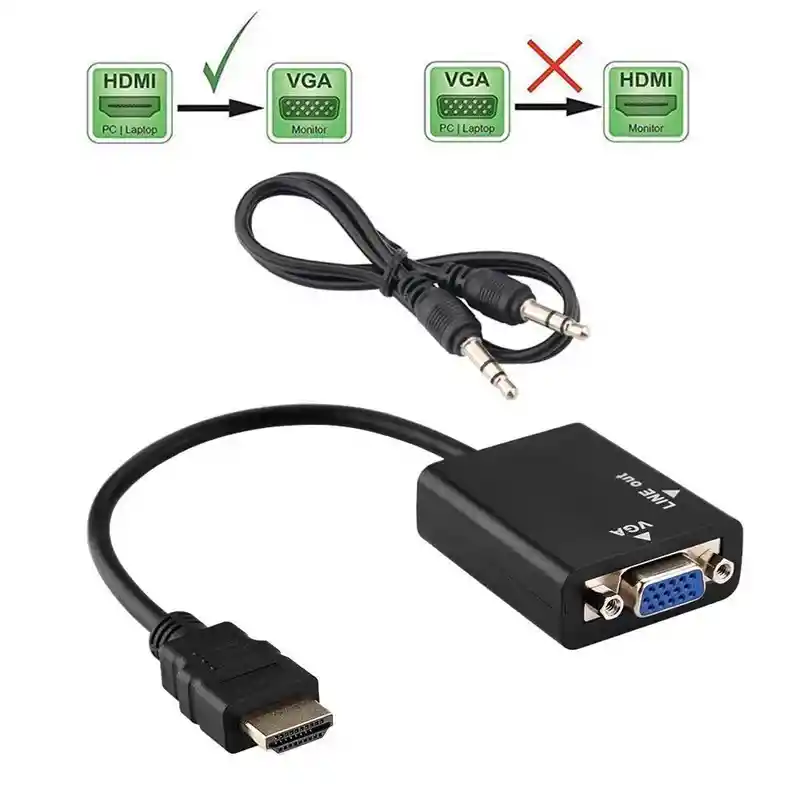 Adaptador Convertidor Hdmi A Vga Y Audio