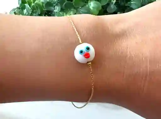 Pulsera Cadena Carita Blanca 1