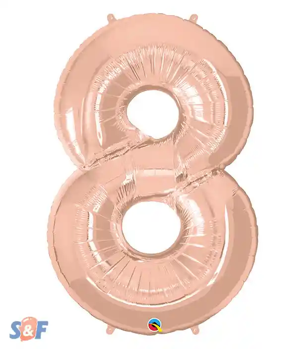 Numero 8 Inflable 16"-18" 43 Cms Oro Rosa