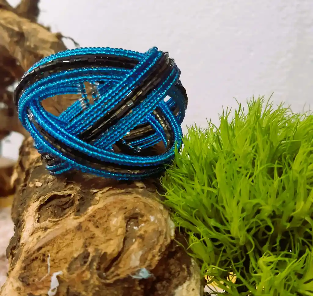 Pulsera Trenzada Abierta. Manilla Mar Profundo