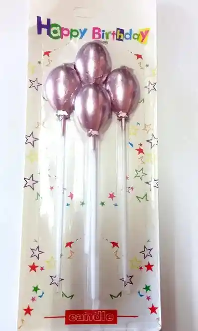 Vela Globos X 4 Unidades Oro Rosa