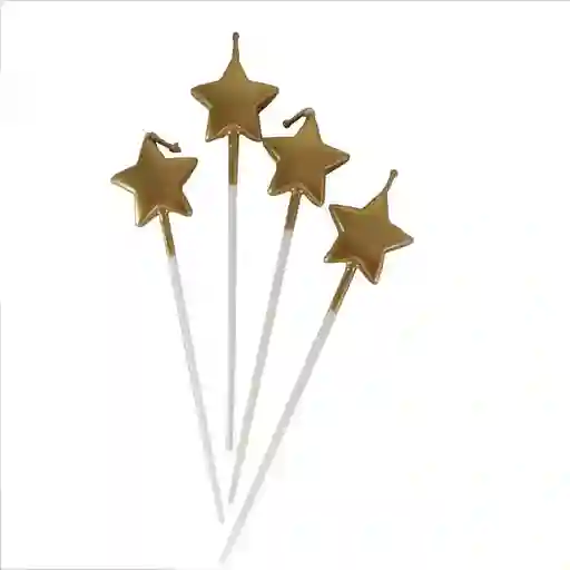 Vela Estrellas X 4 Unidades Dorado