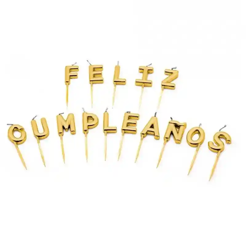 Vela Feliz Cumpleaños Letra A Letra Dorado