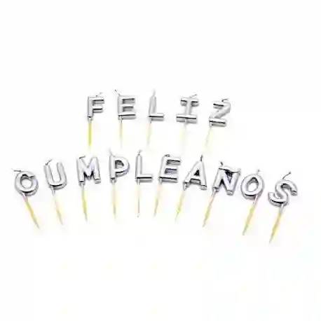 Vela Feliz Cumpleaños Letra A Letra Plateado